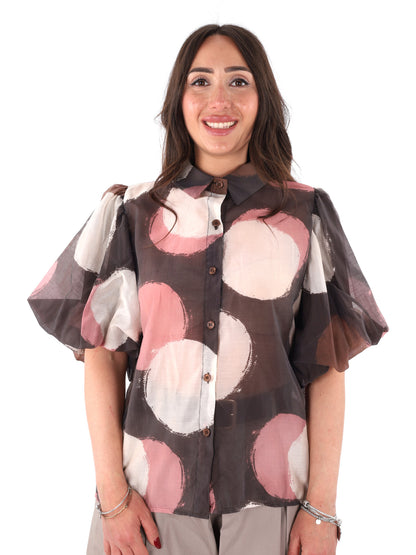 Miss Love camicia donna marrone elegante e versatile