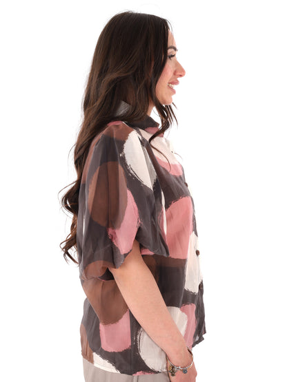 Miss Love camicia donna marrone elegante e versatile