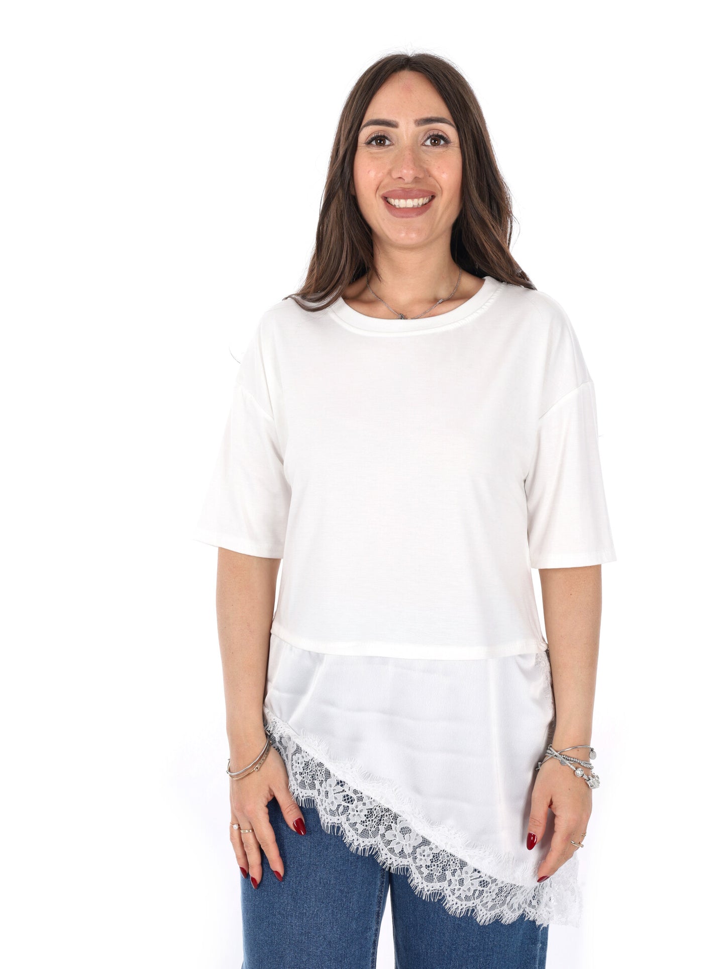 Miss Love t-shirt maniche corte da donna bianca