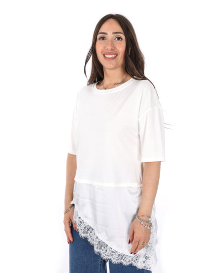 Miss Love t-shirt maniche corte da donna bianca