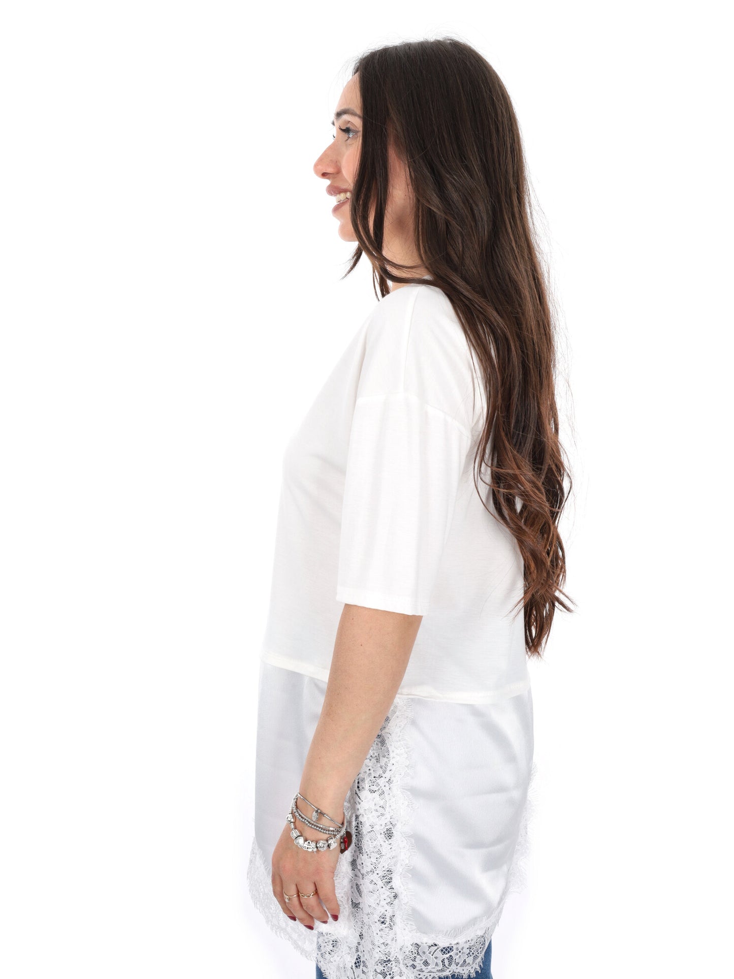 Miss Love t-shirt maniche corte da donna bianca