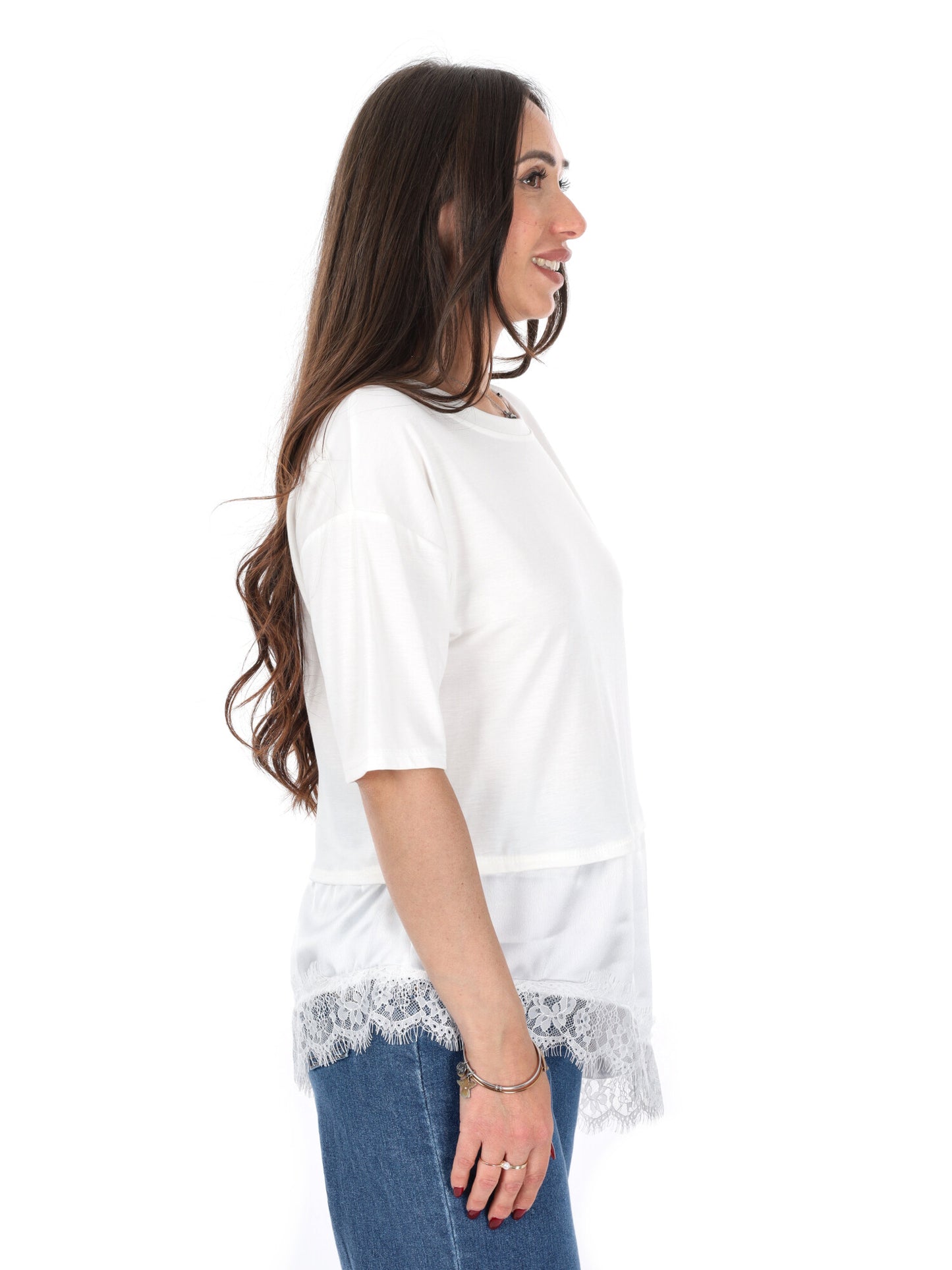 Miss Love t-shirt maniche corte da donna bianca