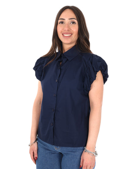 Miss Love camicia oversize donna blu in cotone e poliestere
