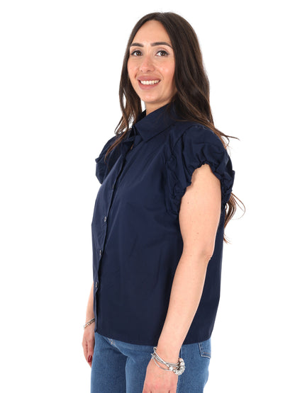 Miss Love camicia oversize donna blu in cotone e poliestere