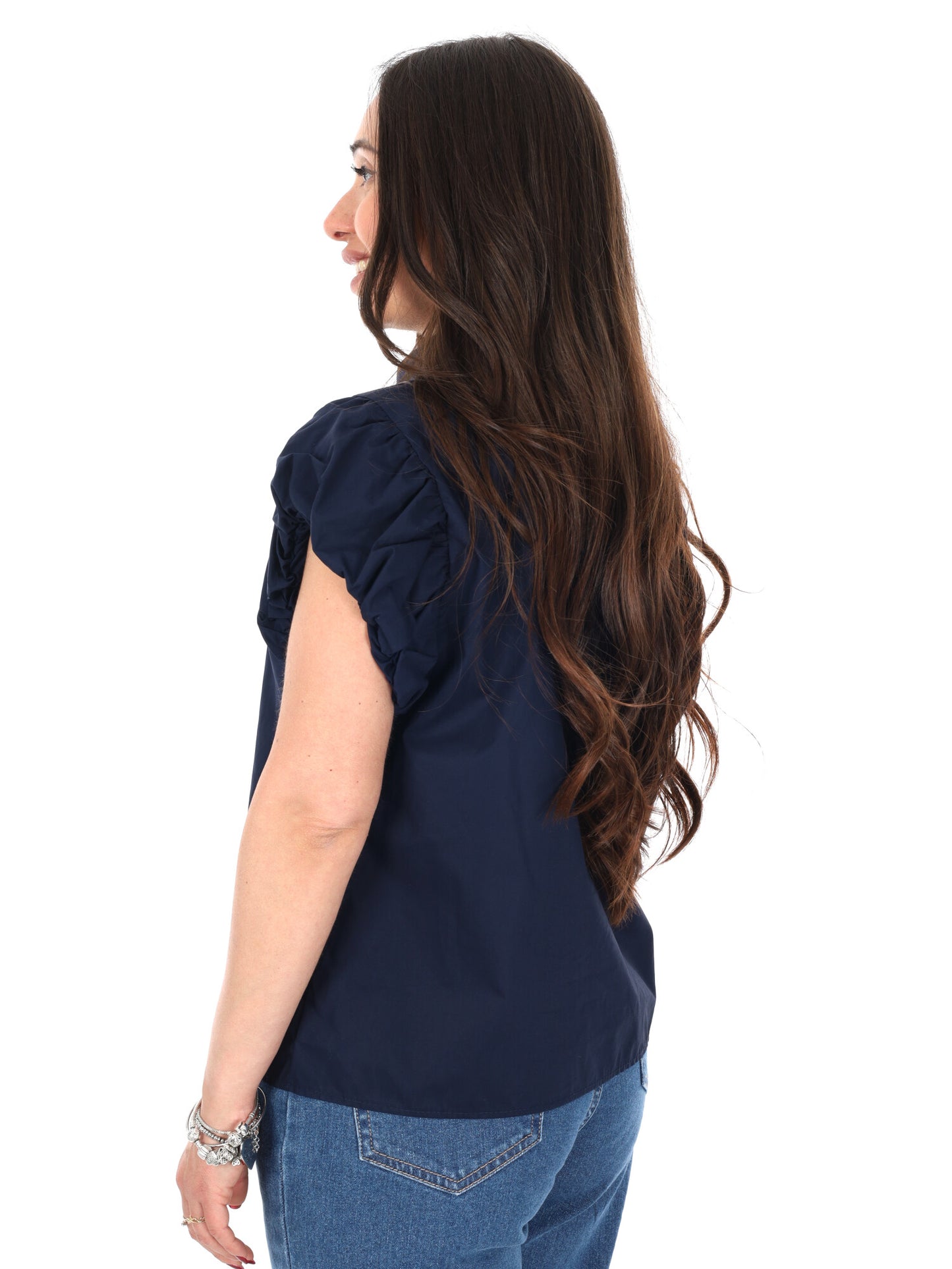 Miss Love camicia oversize donna blu in cotone e poliestere