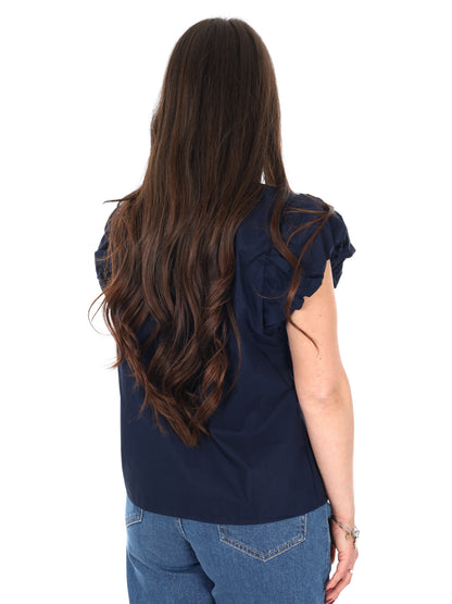 Miss Love camicia oversize donna blu in cotone e poliestere