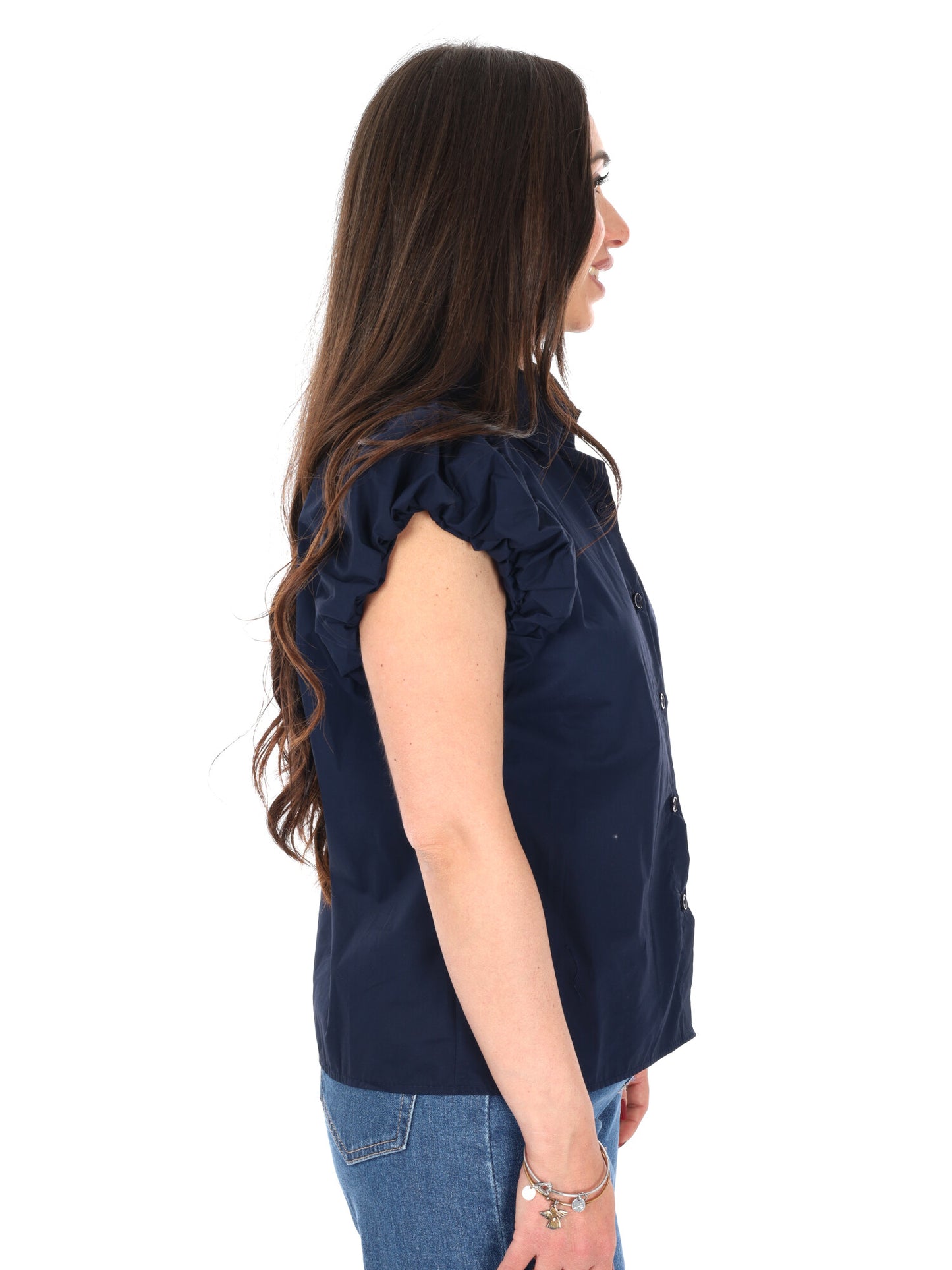 Miss Love camicia oversize donna blu in cotone e poliestere