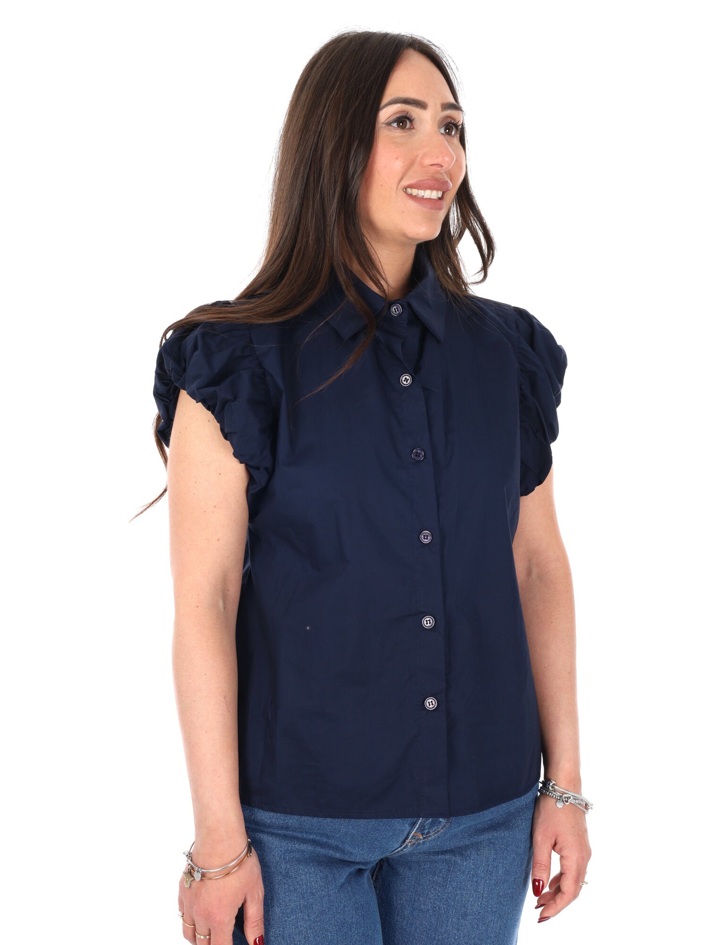 Miss Love camicia oversize donna blu in cotone e poliestere