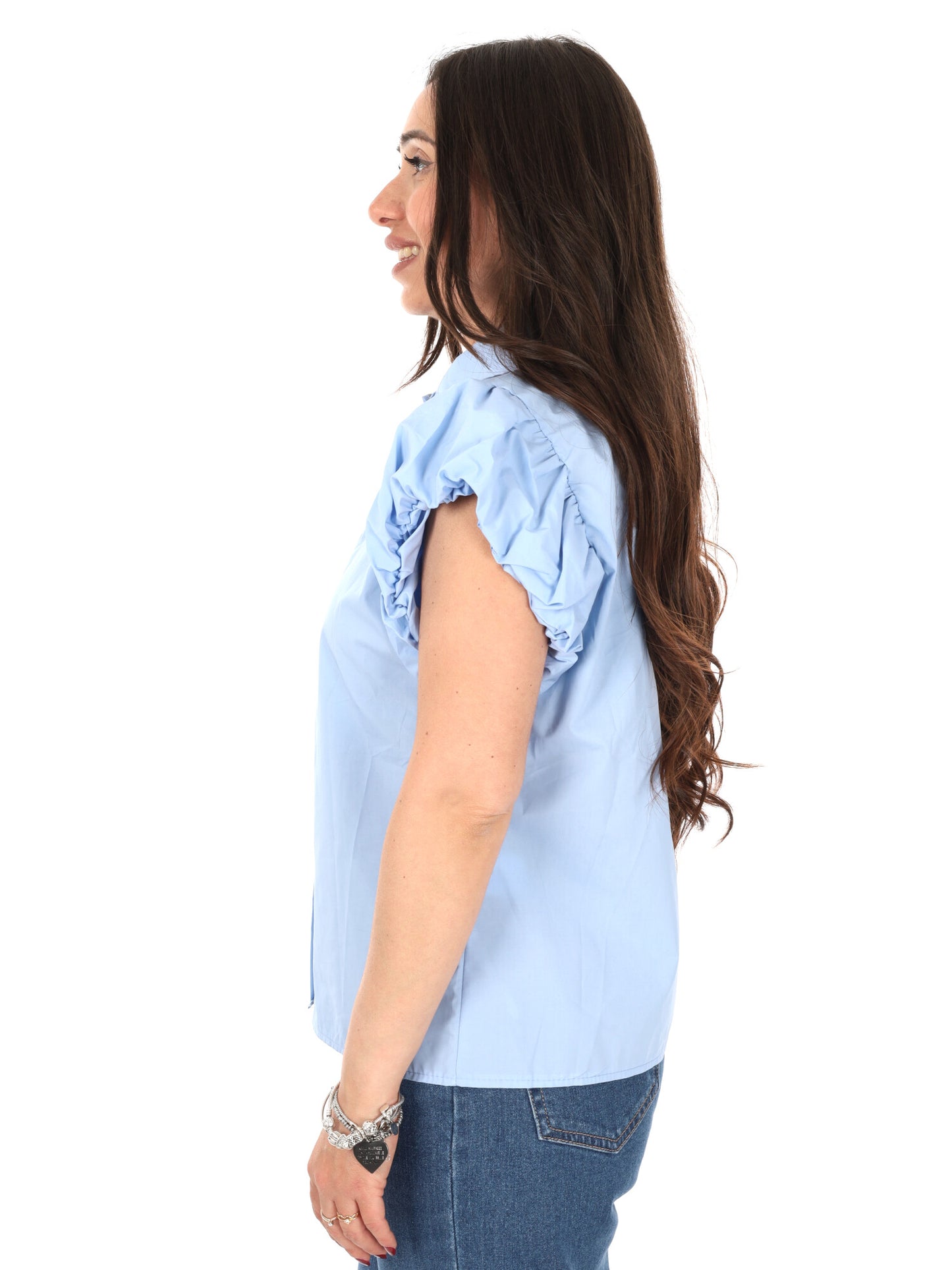 Camicia donna Miss Love azzurra ideale per la primavera estate