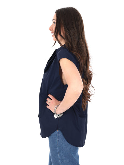 Miss Love camicia donna blu in tessuto leggero e morbido