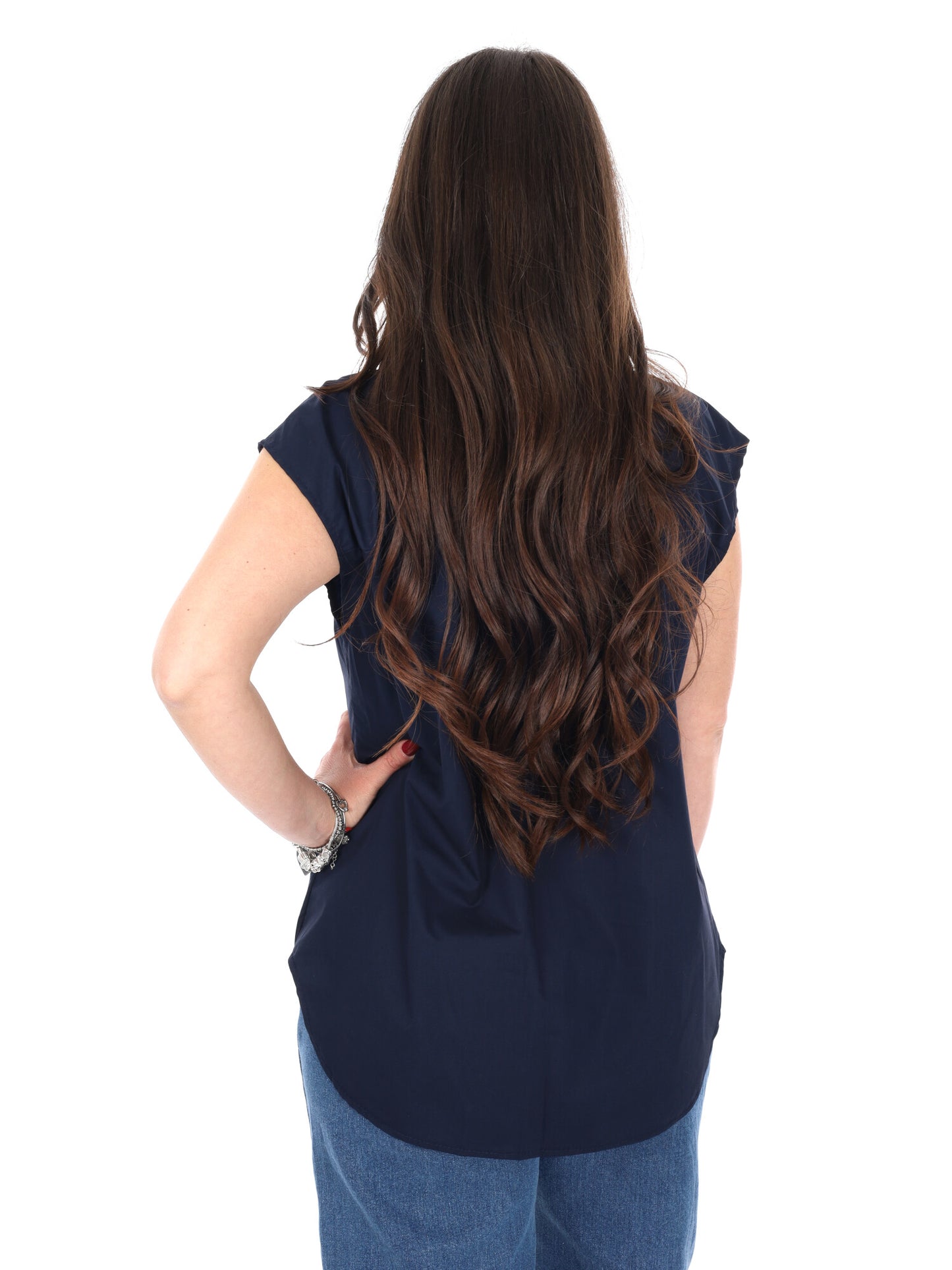 Miss Love camicia donna blu in tessuto leggero e morbido