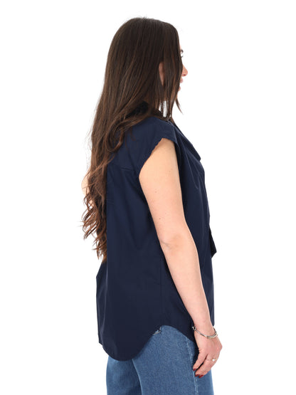 Miss Love camicia donna blu in tessuto leggero e morbido