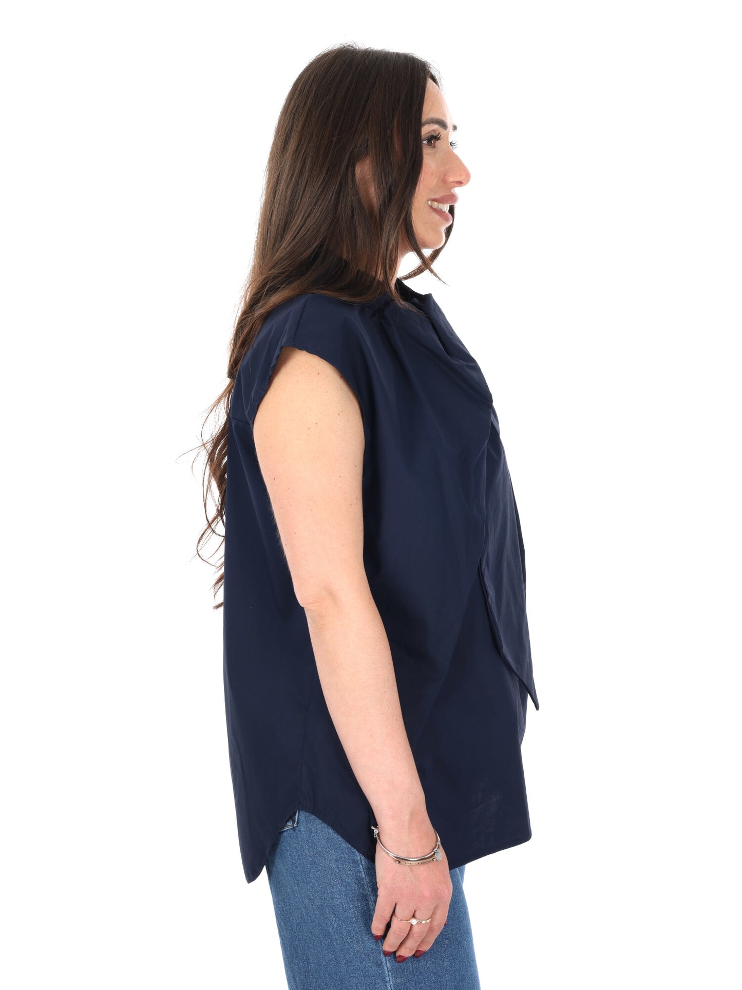 Miss Love camicia donna blu in tessuto leggero e morbido