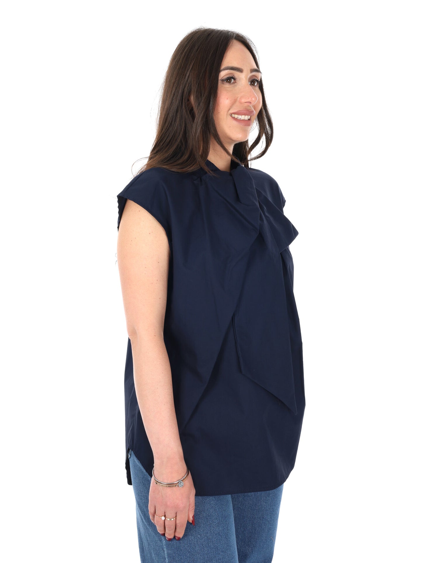 Miss Love camicia donna blu in tessuto leggero e morbido