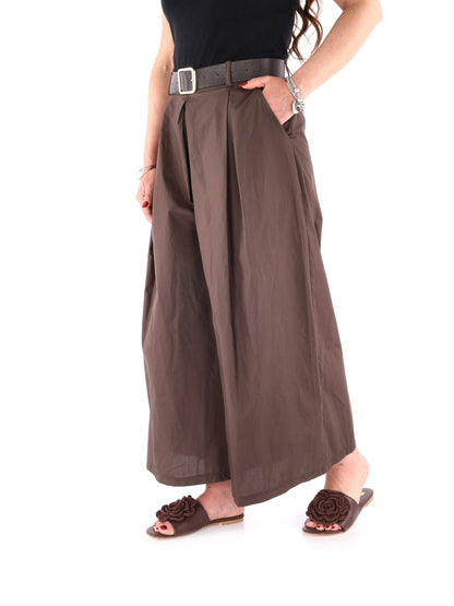Miss Love, pantalone donna marrone in tessuto elegante