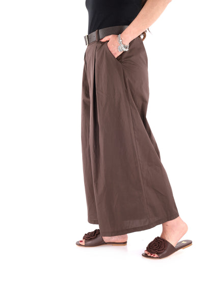 Miss Love, pantalone donna marrone in tessuto elegante