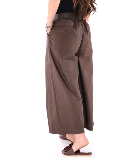 Miss Love, pantalone donna marrone in tessuto elegante