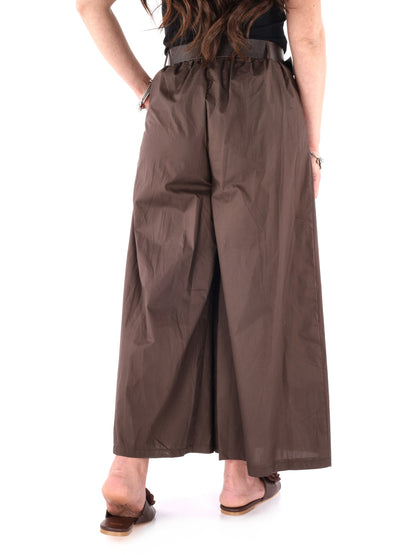 Miss Love, pantalone donna marrone in tessuto elegante