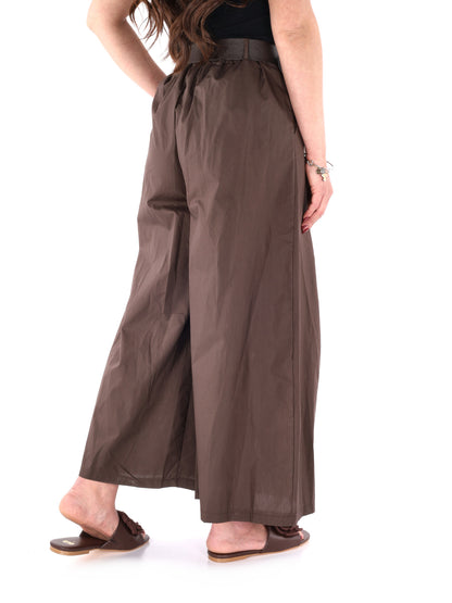Miss Love, pantalone donna marrone in tessuto elegante