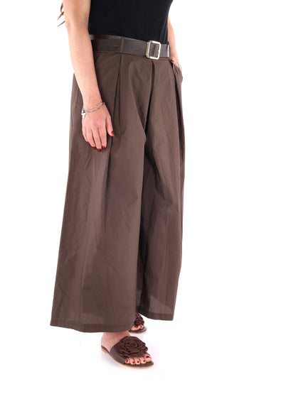 Miss Love, pantalone donna marrone in tessuto elegante