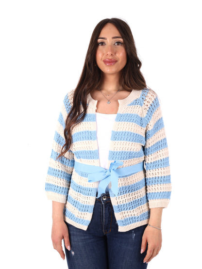 Maglia azzurra Miss Love da donna in tessuto leggero e morbido