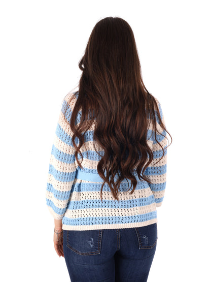Maglia azzurra Miss Love da donna in tessuto leggero e morbido