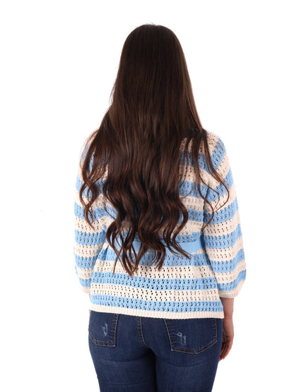 Maglia azzurra Miss Love da donna in tessuto leggero e morbido