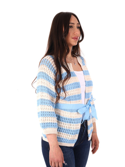 Maglia azzurra Miss Love da donna in tessuto leggero e morbido