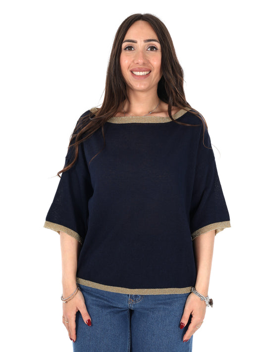 T-shirt donna Miss Love blu a maniche corte