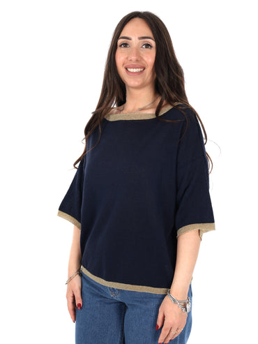 T-shirt donna Miss Love blu a maniche corte