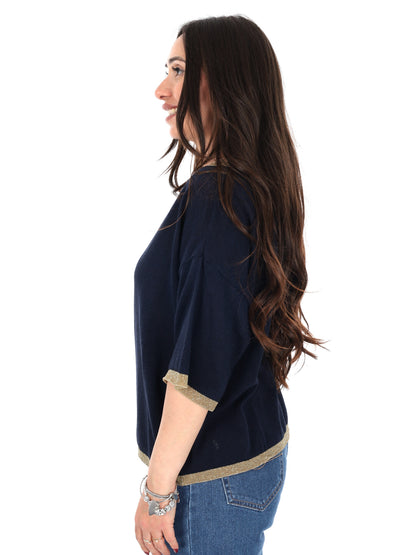 T-shirt donna Miss Love blu a maniche corte