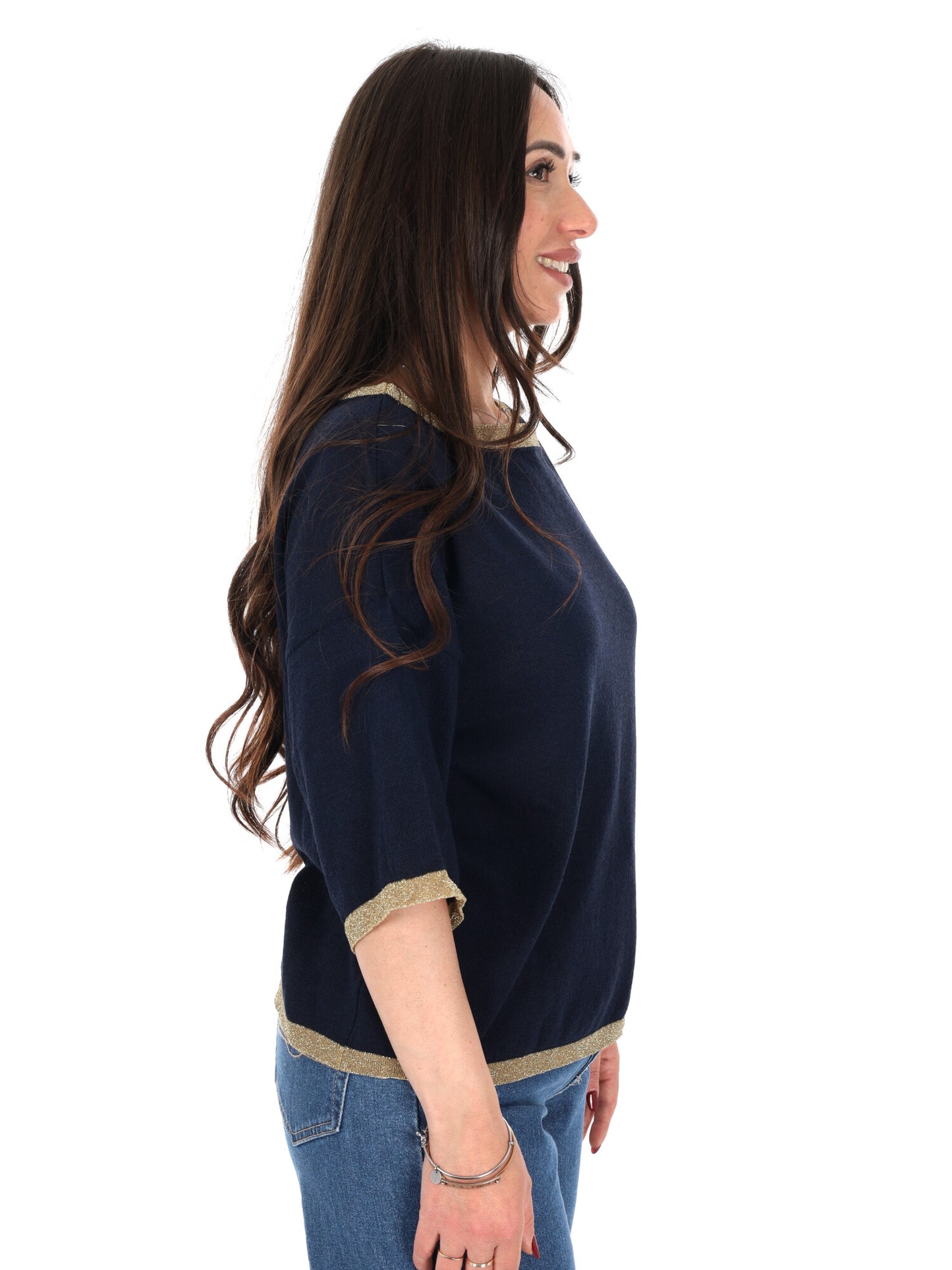 T-shirt donna Miss Love blu a maniche corte