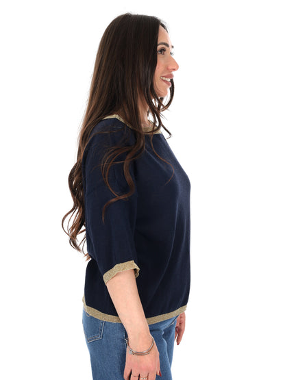 T-shirt donna Miss Love blu a maniche corte