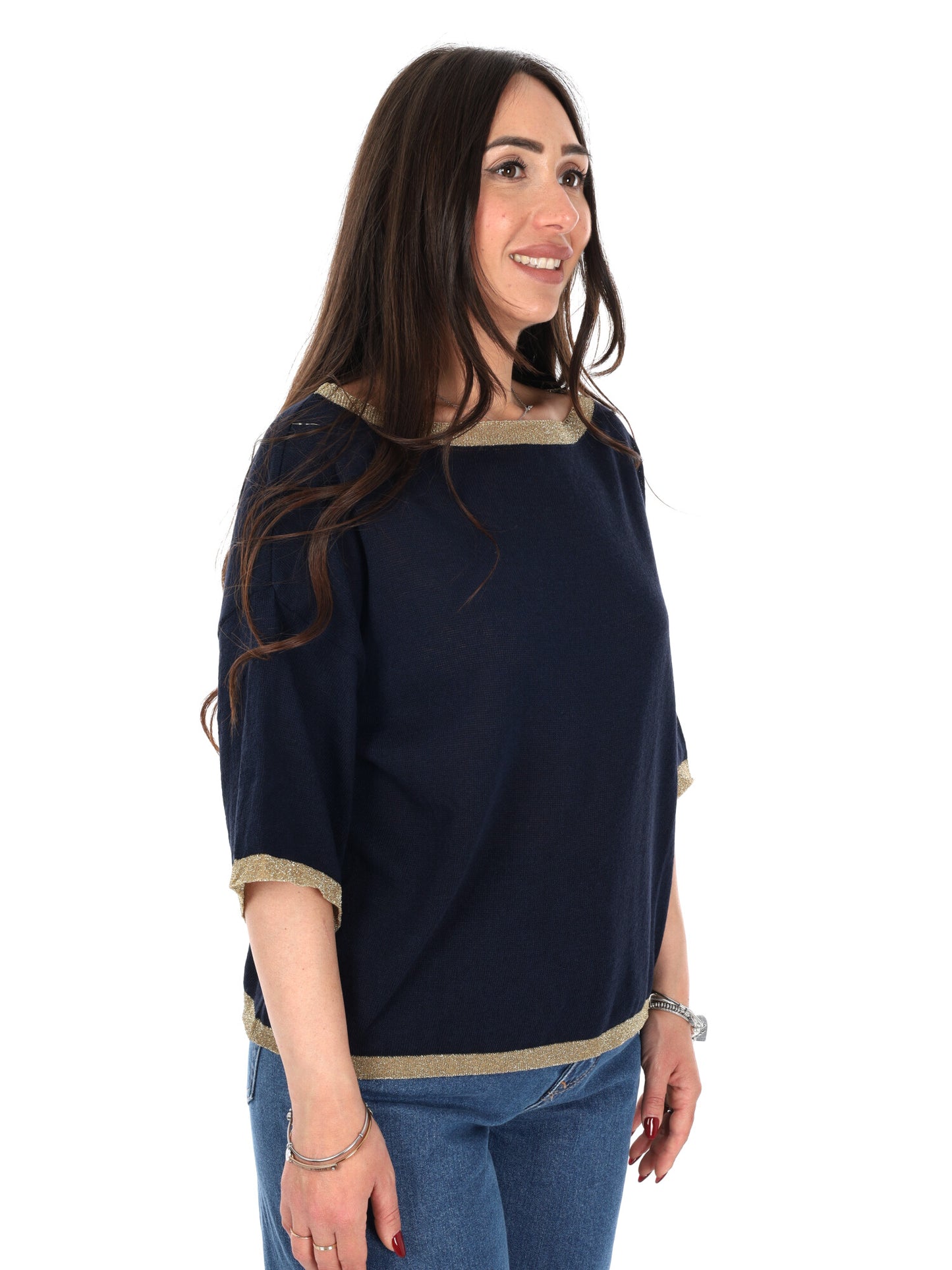 T-shirt donna Miss Love blu a maniche corte