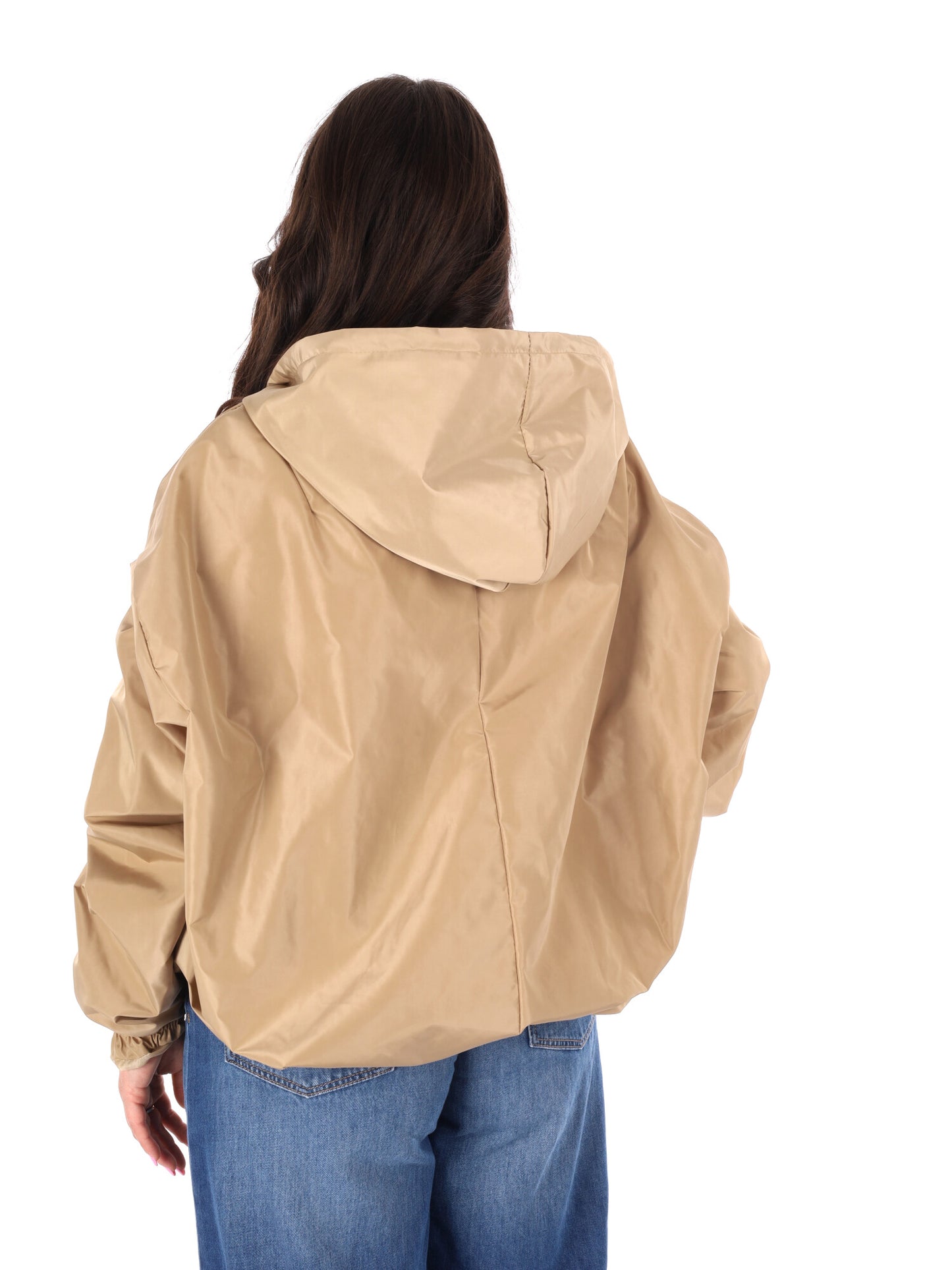 Giubbino cropped beige con cappuccio Miss Love da donna