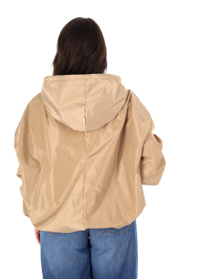 Giubbino cropped beige con cappuccio Miss Love da donna