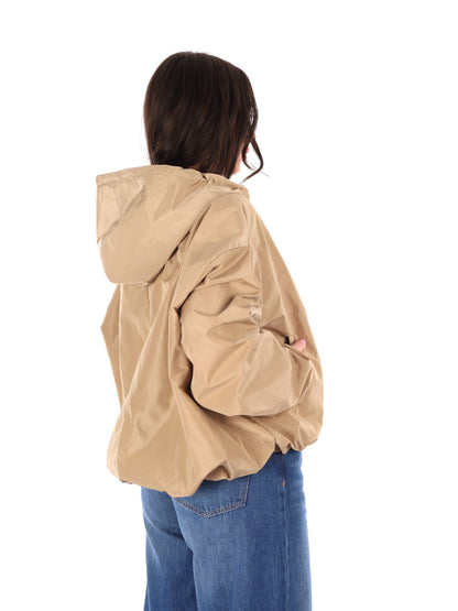 Giubbino cropped beige con cappuccio Miss Love da donna