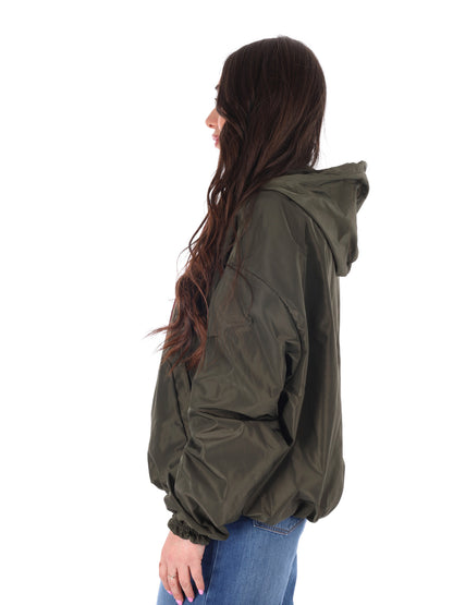 Giubbino cropped verde con cappuccio Miss Love da donna