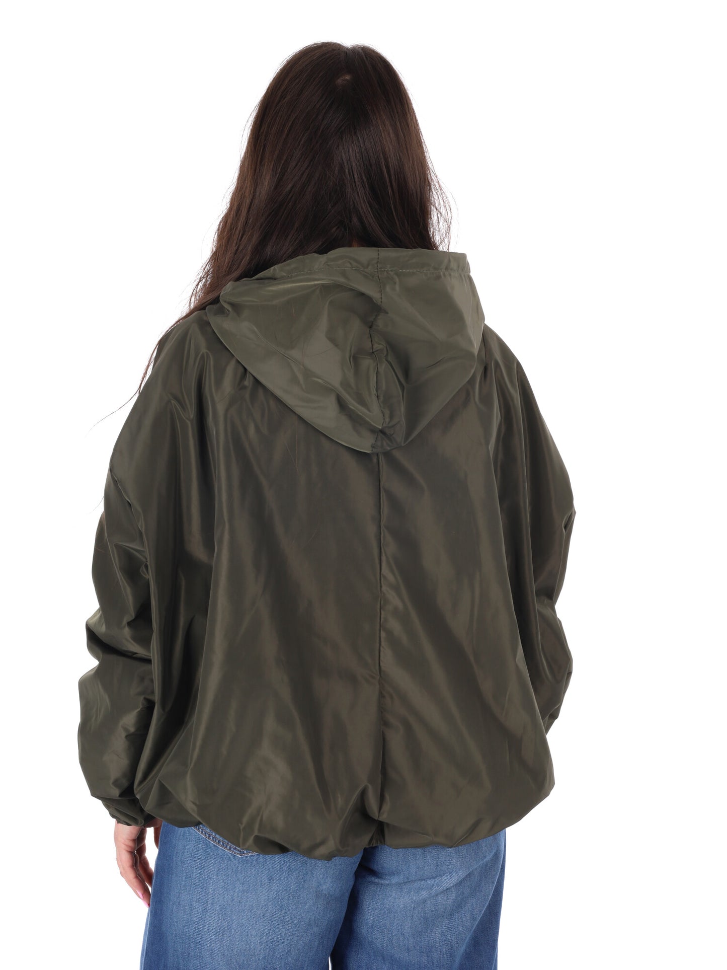 Giubbino cropped verde con cappuccio Miss Love da donna