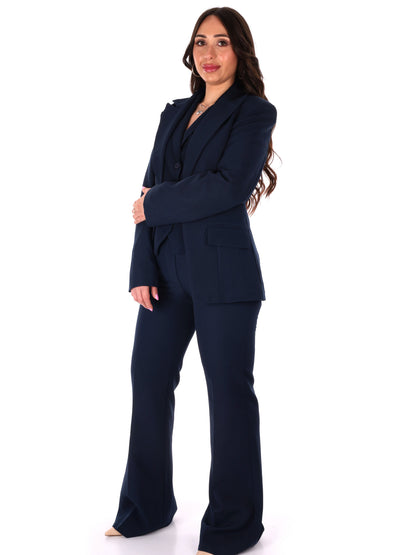 Tailleur elegante Miss Love da donna in blu con taglio slim