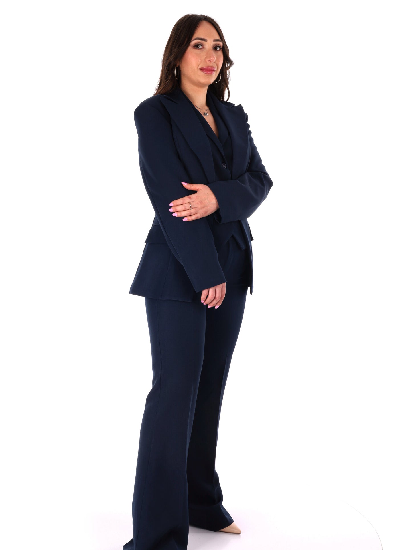 Tailleur elegante Miss Love da donna in blu con taglio slim