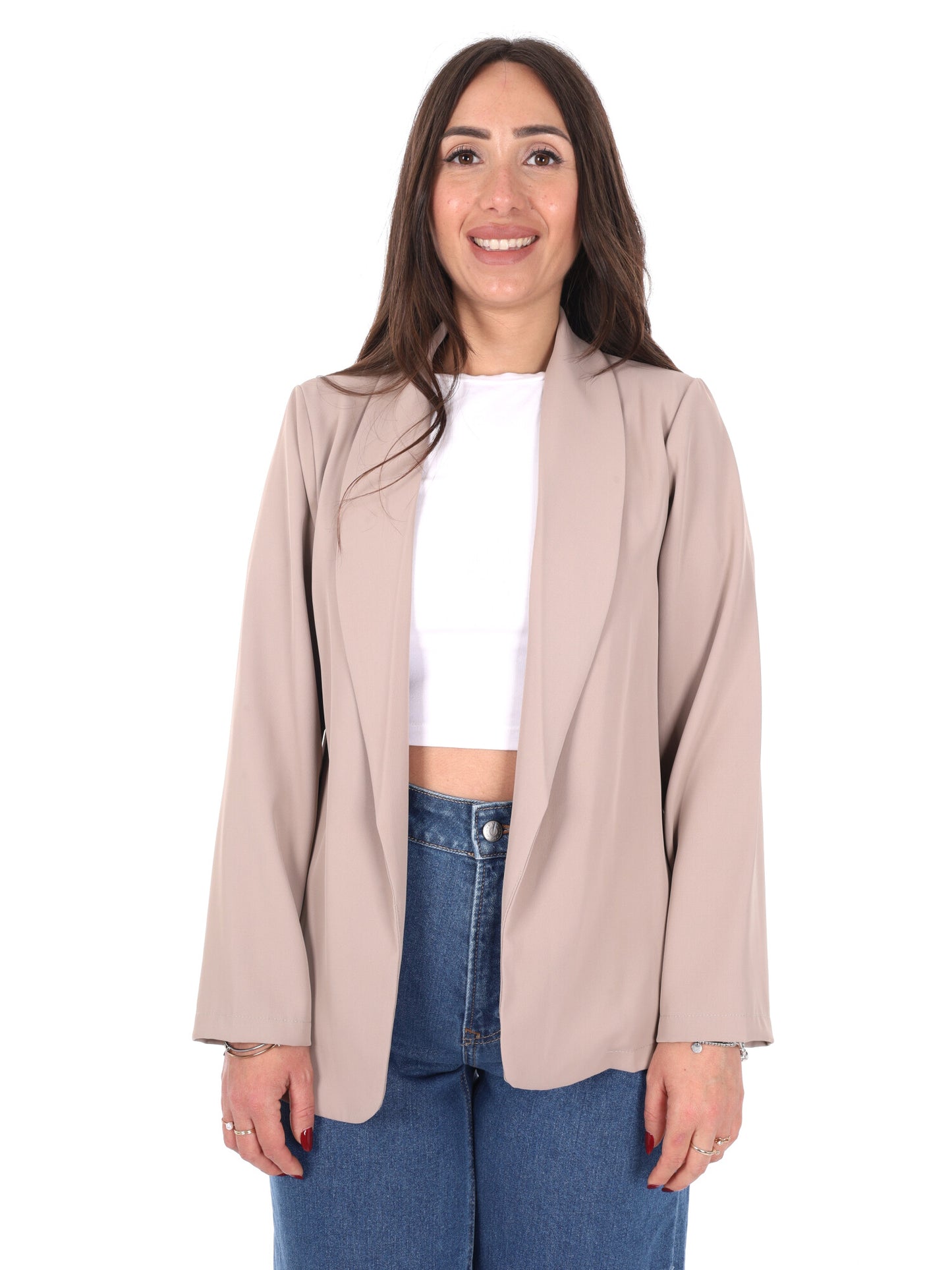 Giacca blazer da donna Miss Love in tonalità fango per la primavera