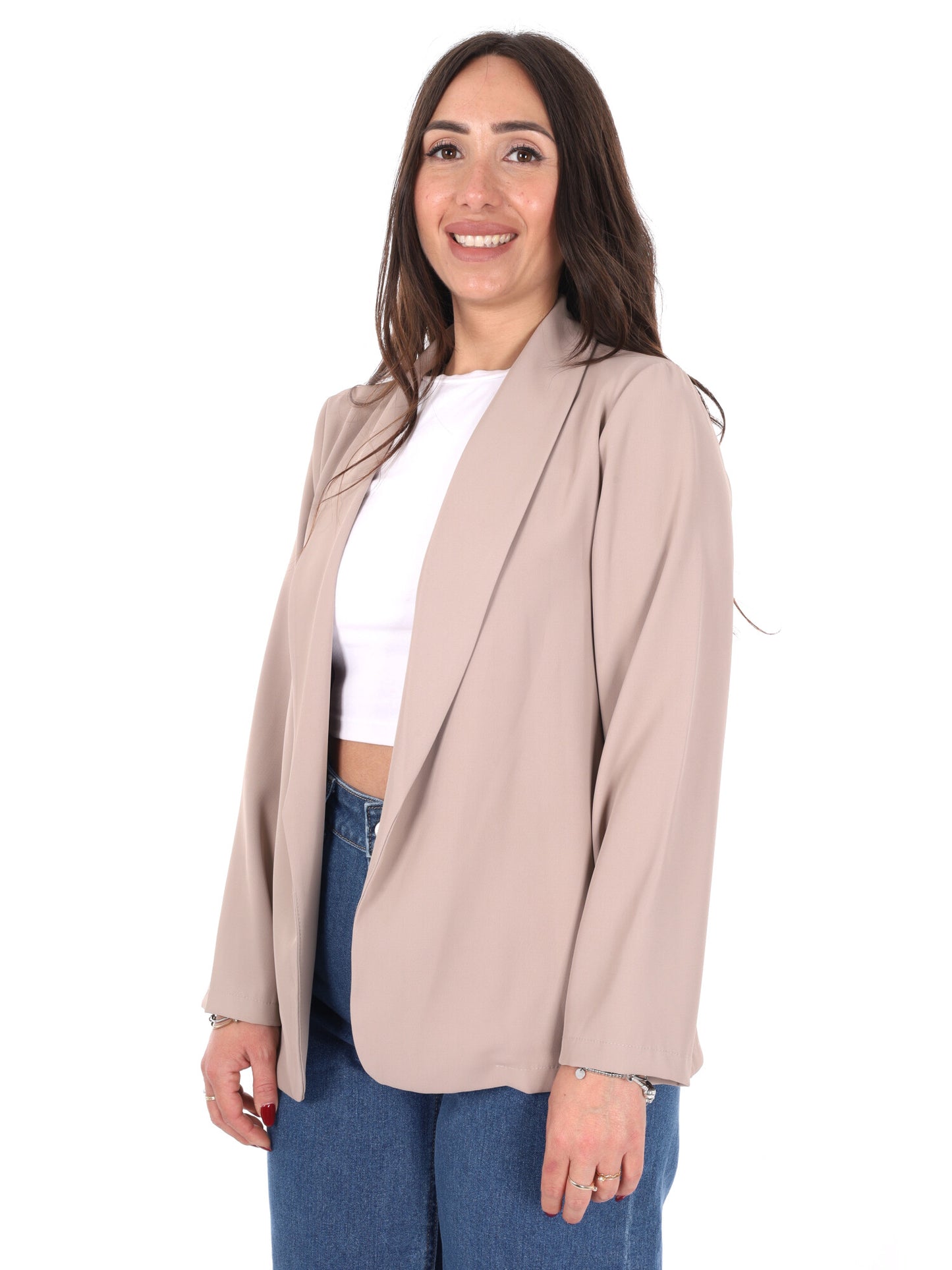 Giacca blazer da donna Miss Love in tonalità fango per la primavera