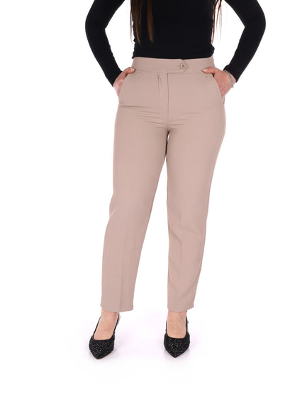 Pantaloni da donna Miss Love color fango eleganti e versatili