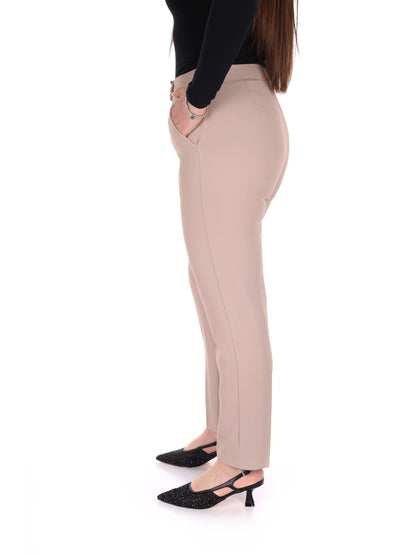 Pantaloni da donna Miss Love color fango eleganti e versatili