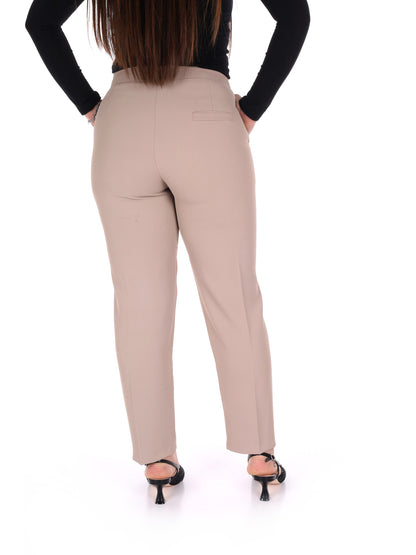 Pantaloni da donna Miss Love color fango eleganti e versatili