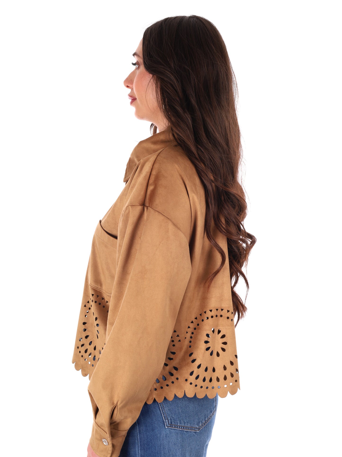 Giacca-camicia Miss Love beige in poliestere dalla vestibilità loose