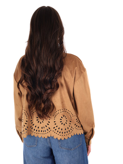 Giacca-camicia Miss Love beige in poliestere dalla vestibilità loose