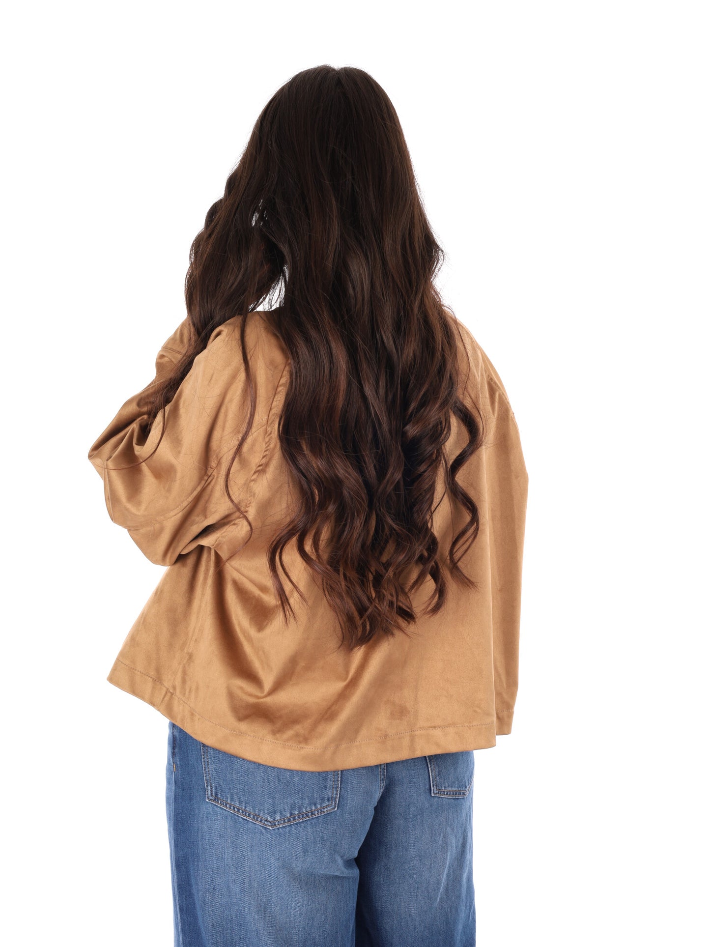Giacchetto casual marrone Miss Love in scamosciato per donna