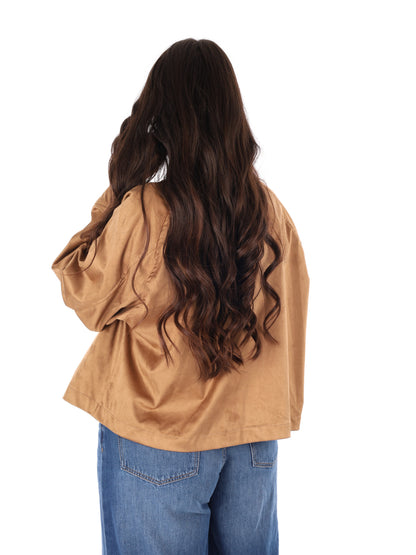 Giacchetto casual marrone Miss Love in scamosciato per donna